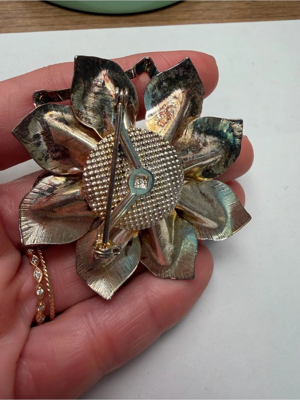 Vintage Floral Purple and Gold Statement Brooch